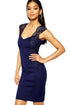 Navy Lace Applique Shoulder Bodycon Dress